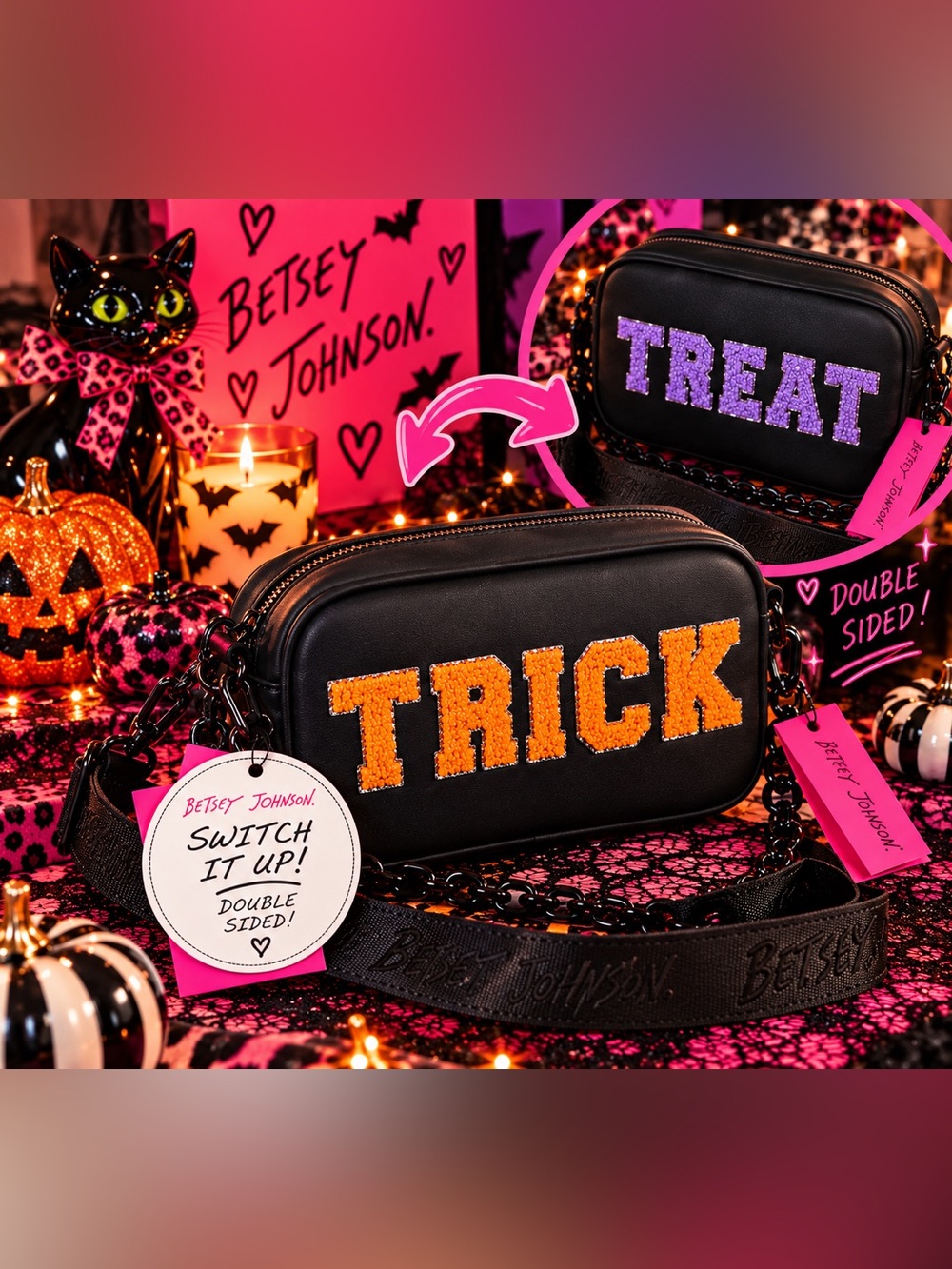 Betsey Johnson • Trick or Treat Double-Sided Halloween Convertible Crossbody